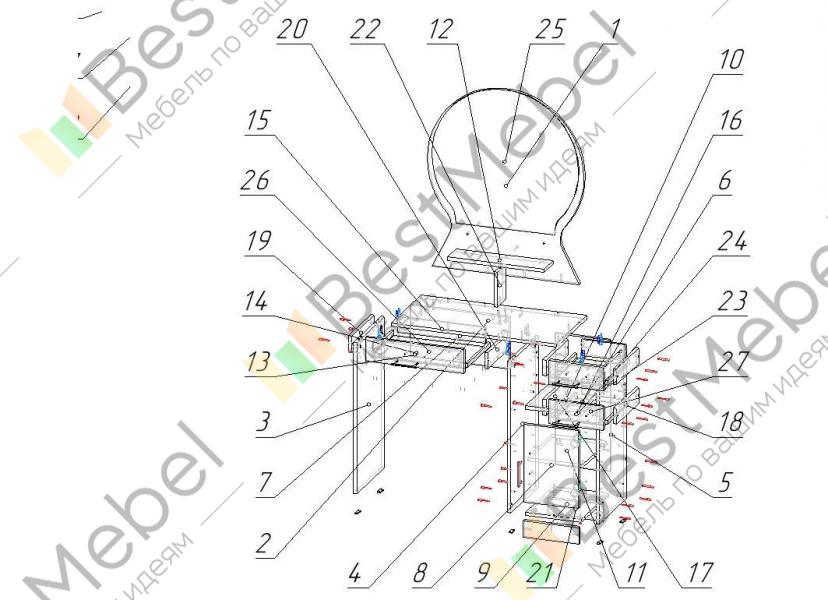 Стол туалетный надежда м 09 схема сборки