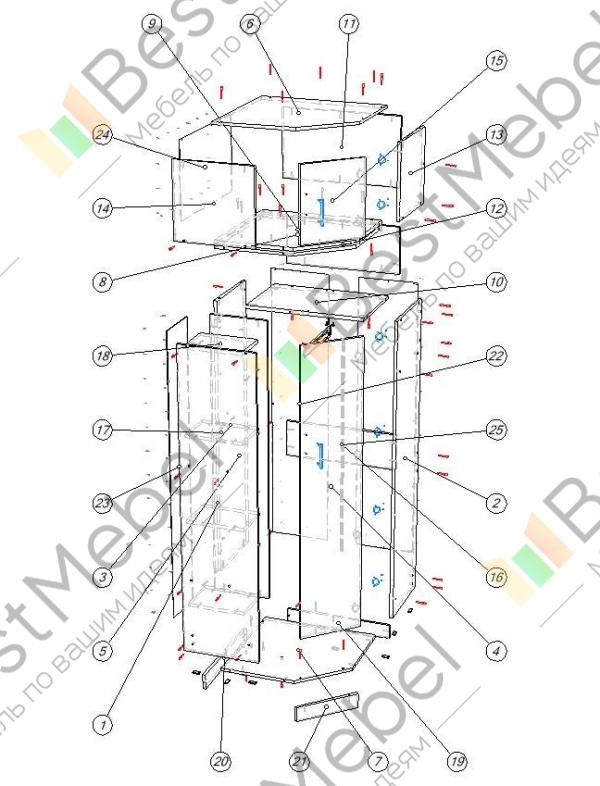 Шкаф угловой дуэт схема сборки