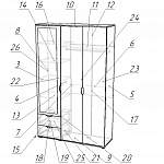 Чертеж Распашной шкаф Болеро 1 BMS
