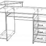 Чертеж Компьютерный стол Практик-130 BMS